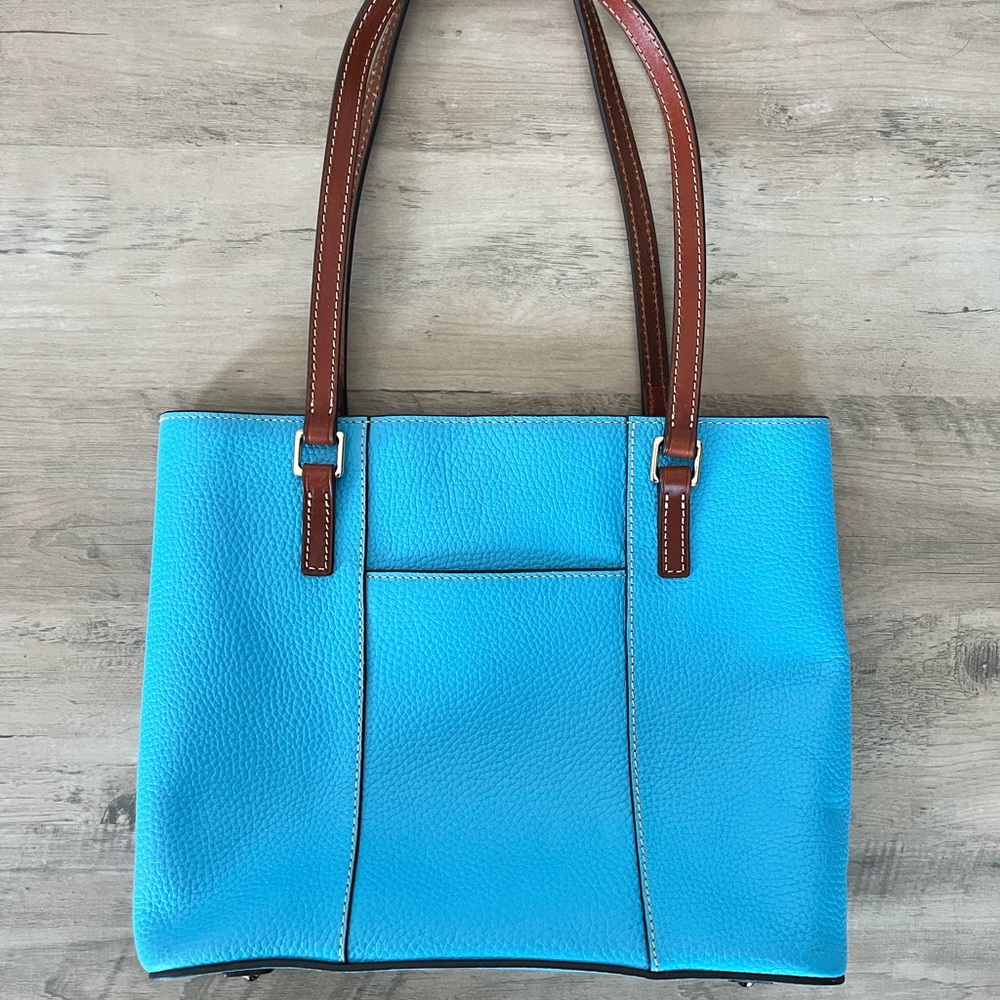 Dooney & Bourke Turquoise Tote bag with Brown Straps - Picture 2 of 13